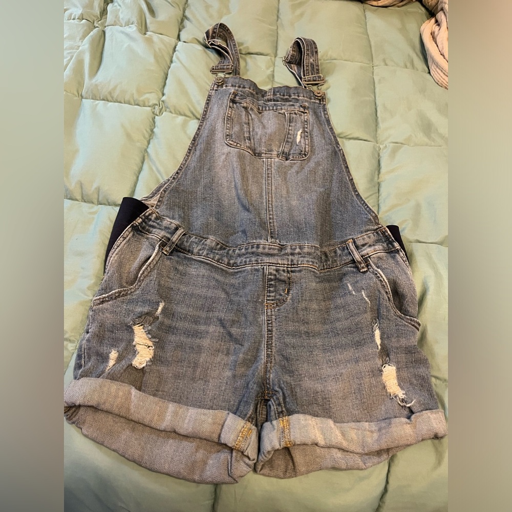 Large maternity jean overalls